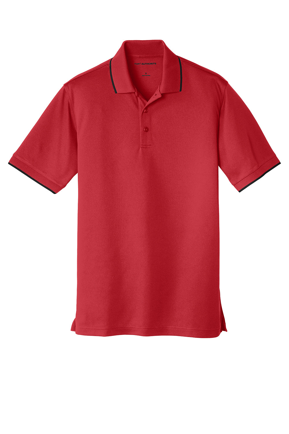 Port Authority K111 Mens Dry Zone Moisture Wicking Short Sleeve Polo Shirt Rich Red/Deep Black Flat Front