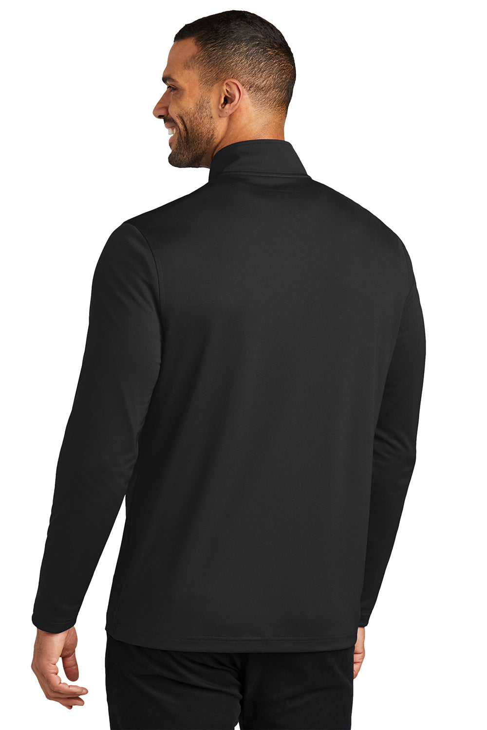 Port Authority K112 Mens Dry Zone Moisture Wicking Micro Mesh 1/4 Zip Sweatshirt Deep Black Model Back