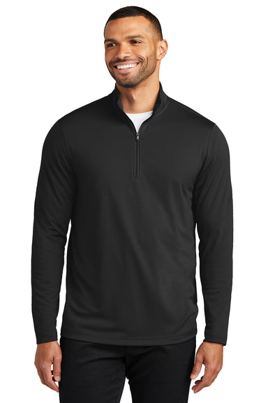 Port Authority K112 Mens Dry Zone Moisture Wicking Micro Mesh 1/4 Zip Sweatshirt Deep Black Model Front