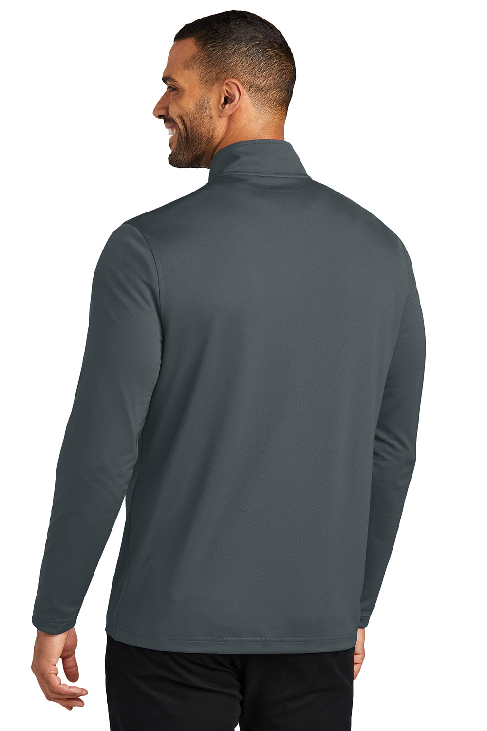 Port Authority K112 Mens Dry Zone Moisture Wicking Micro Mesh 1/4 Zip Sweatshirt Graphite Grey Model Back