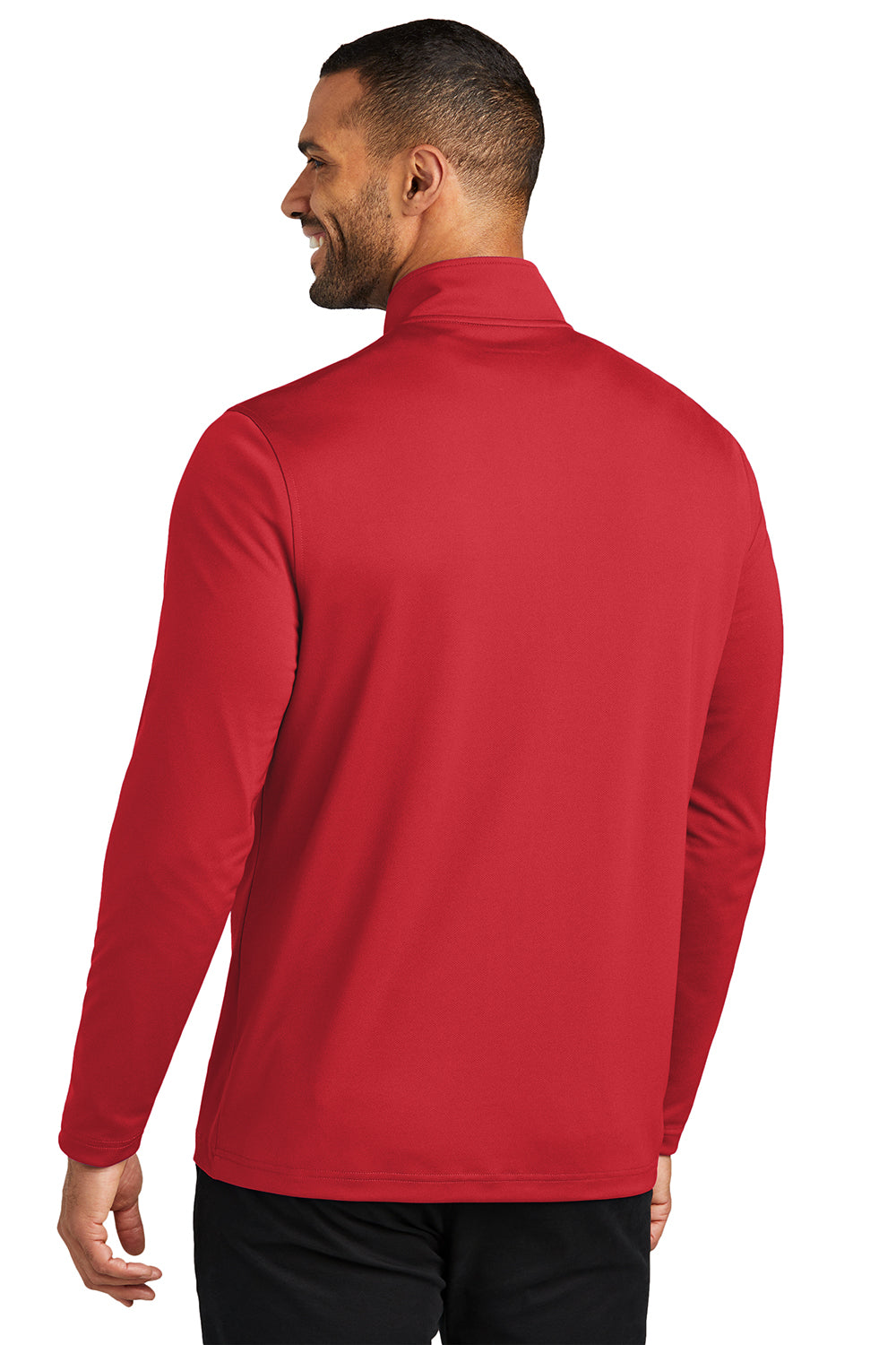 Port Authority K112 Mens Dry Zone Moisture Wicking Micro Mesh 1/4 Zip Sweatshirt Rich Red Model Back