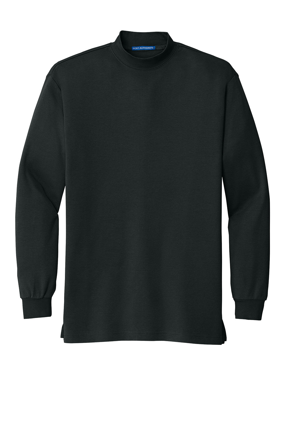 Port Authority K321 Mens Long Sleeve Mock Neck T-Shirt Black Flat Front