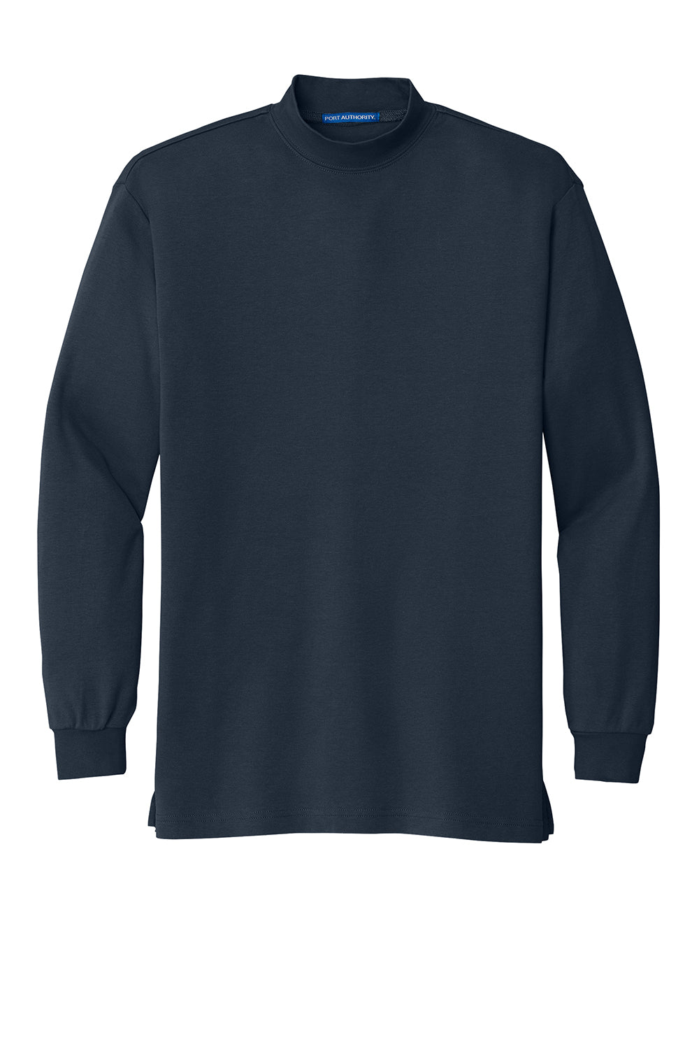 Port Authority K321 Mens Long Sleeve Mock Neck T-Shirt Navy Blue Flat Front