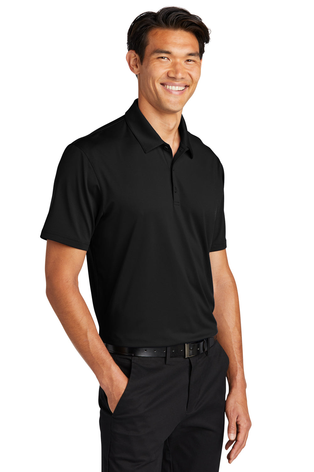 Port Authority K398 Mens Staff Performance Moisture Wicking Short Sleeve Polo Shirt Black Model 3q