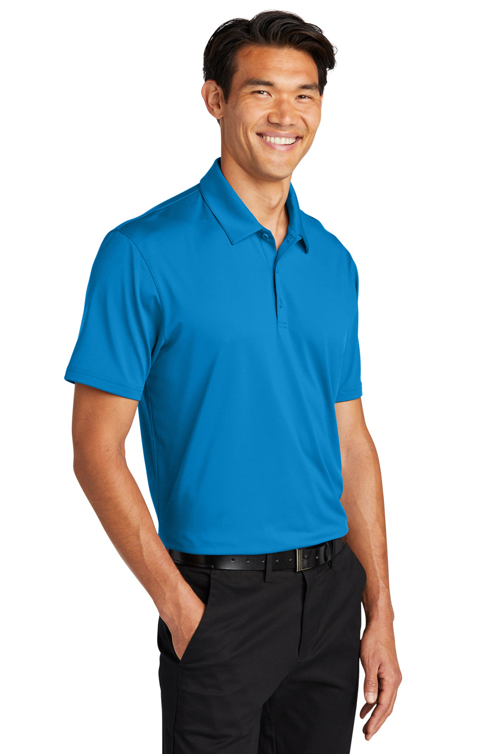 Port Authority K398 Mens Staff Performance Moisture Wicking Short Sleeve Polo Shirt Brilliant Blue Model 3q