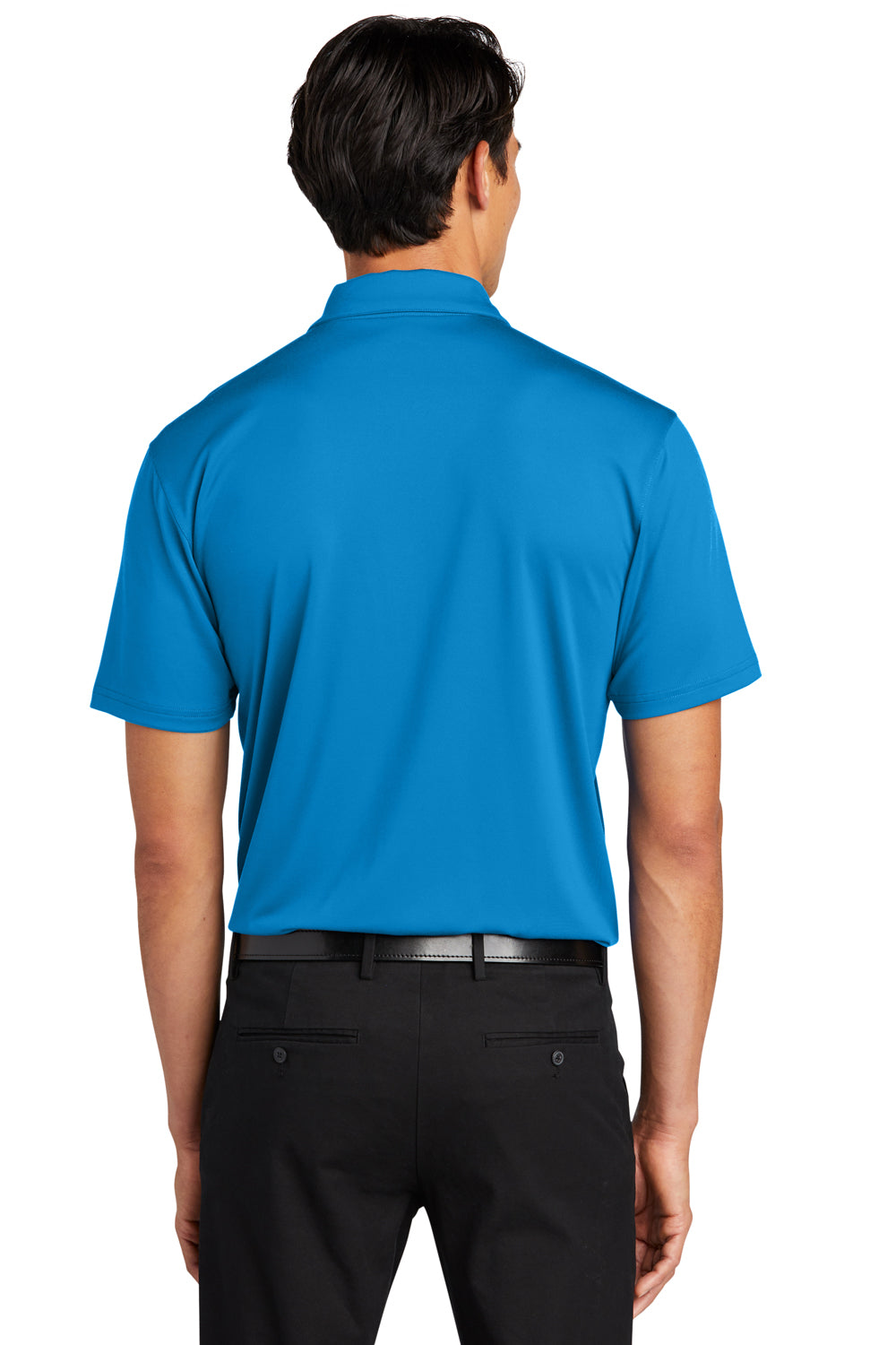 Port Authority K398 Mens Staff Performance Moisture Wicking Short Sleeve Polo Shirt Brilliant Blue Model Back