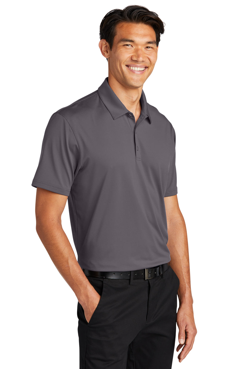 Port Authority K398 Mens Staff Performance Moisture Wicking Short Sleeve Polo Shirt Graphite Grey Model 3q