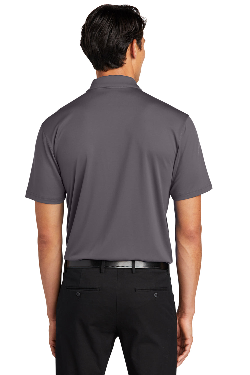 Port Authority K398 Mens Staff Performance Moisture Wicking Short Sleeve Polo Shirt Graphite Grey Model Back