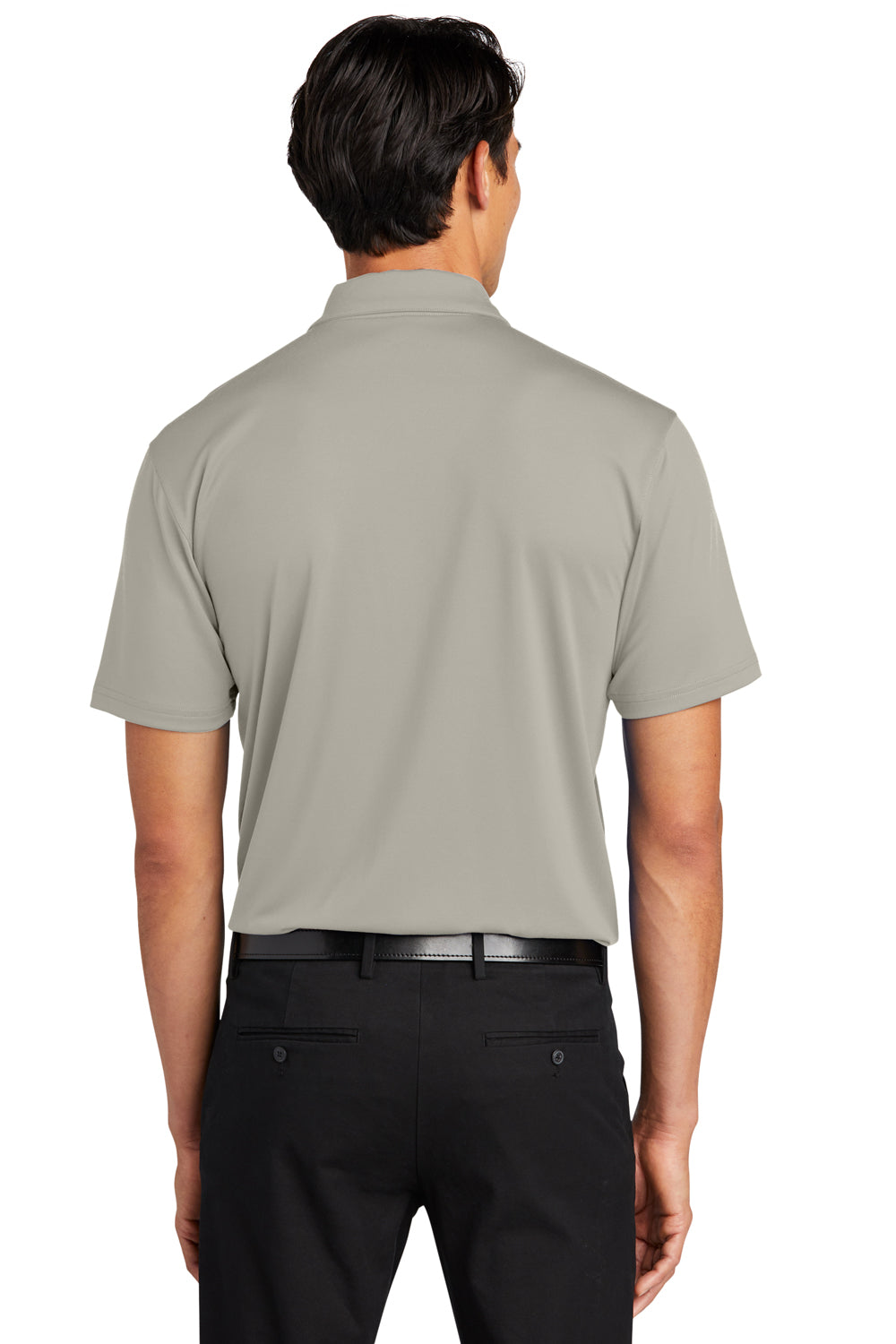 Port Authority K398 Mens Staff Performance Moisture Wicking Short Sleeve Polo Shirt Silver Grey Model Back