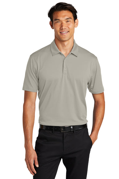 Port Authority K398 Mens Staff Performance Moisture Wicking Short Sleeve Polo Shirt Silver Grey Model Front