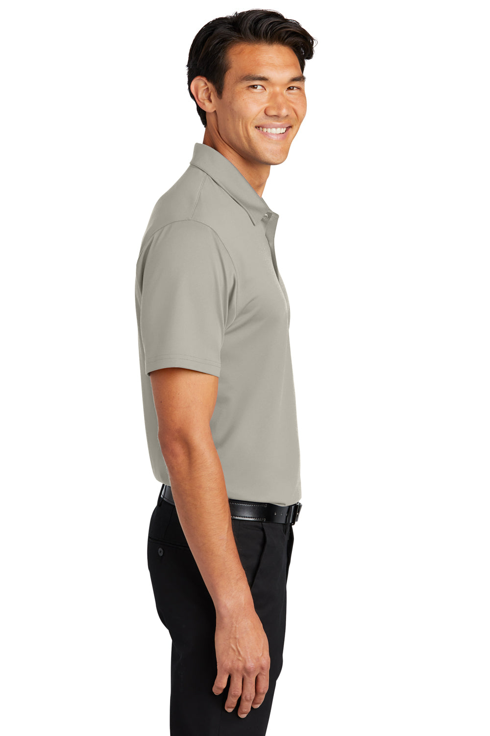 Port Authority K398 Mens Staff Performance Moisture Wicking Short Sleeve Polo Shirt Silver Grey Model Side