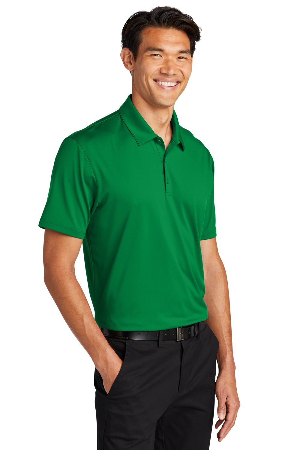 Port Authority K398 Mens Staff Performance Moisture Wicking Short Sleeve Polo Shirt Spring Green Model 3q