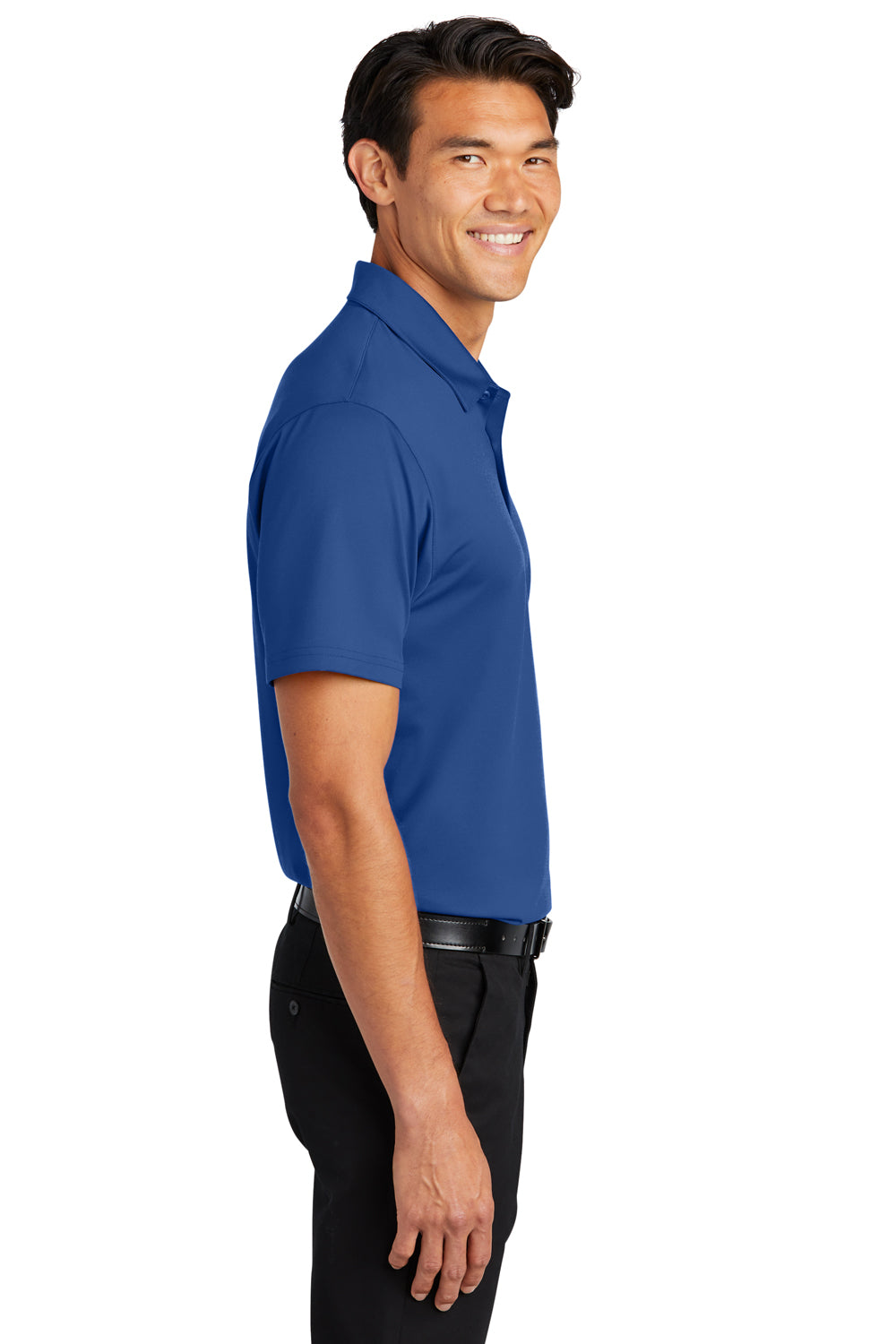 Port Authority K398 Mens Staff Performance Moisture Wicking Short Sleeve Polo Shirt True Blue Model Side