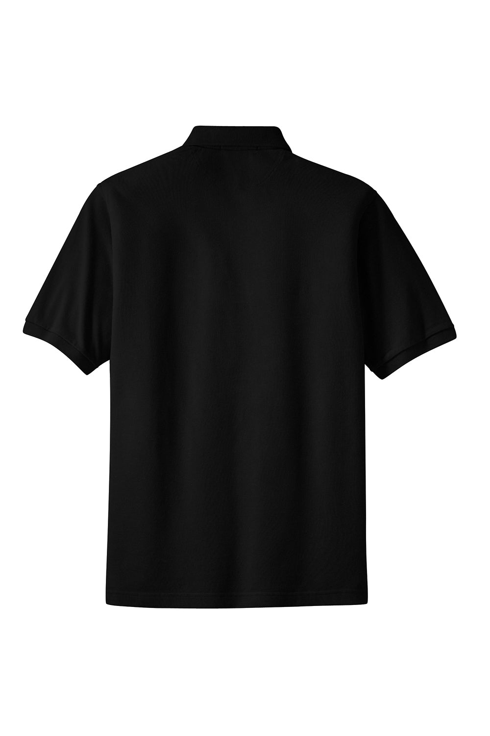 Port Authority K420P Mens Shrink Resistant Short Sleeve Polo Shirt w/ Pocket Black Flat Back