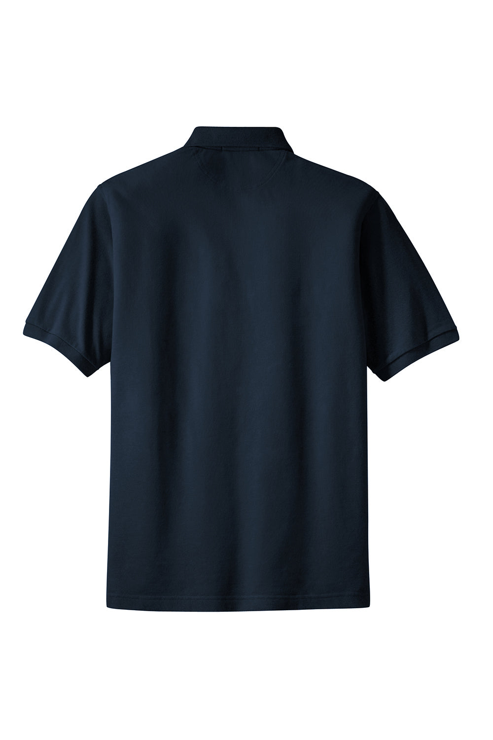 Port Authority K420P Mens Shrink Resistant Short Sleeve Polo Shirt w/ Pocket Navy Blue Flat Back