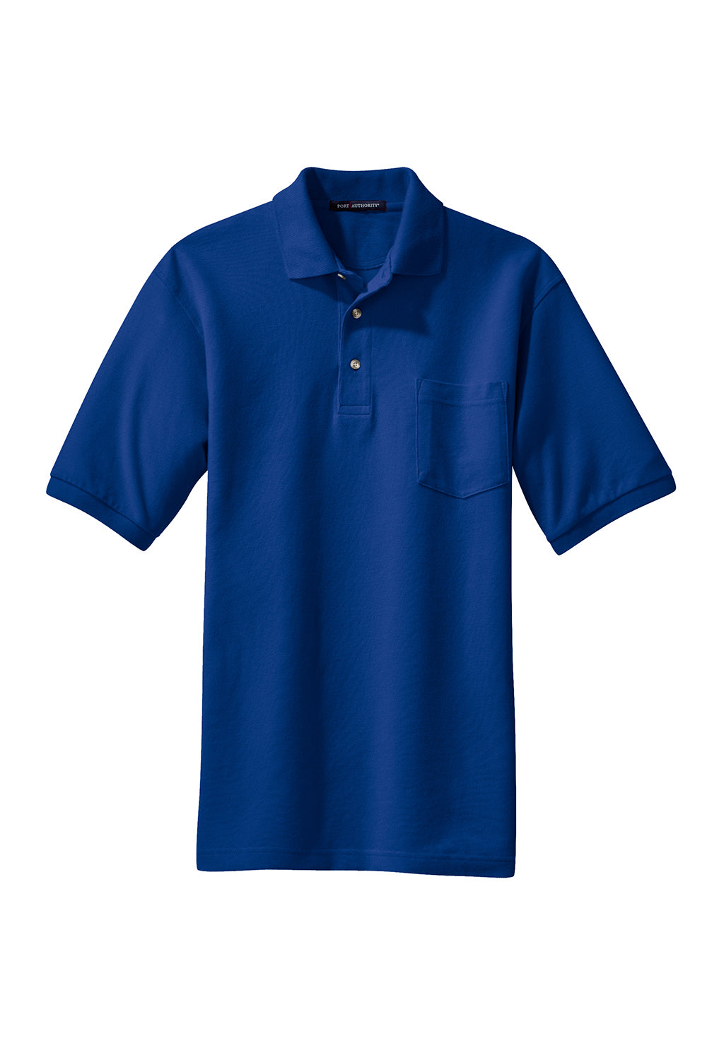 Port Authority K420P Mens Shrink Resistant Short Sleeve Polo Shirt w/ Pocket Royal Blue Flat Front