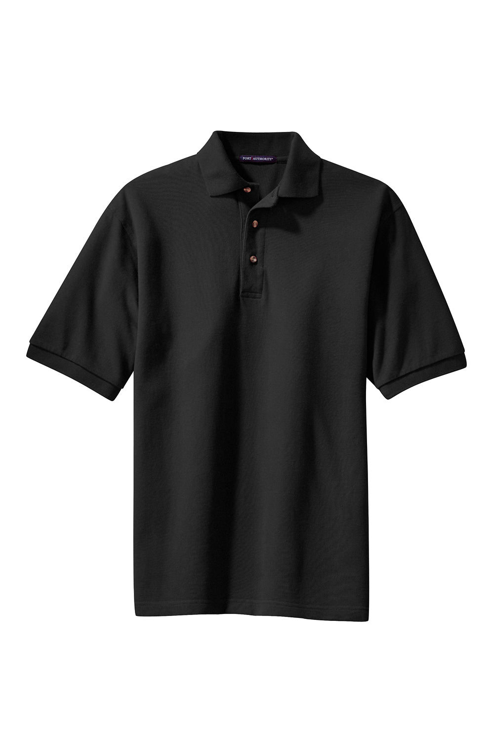 Port Authority K420/TLK420 Mens Shrink Resistant Short Sleeve Polo Shirt Black Flat Front