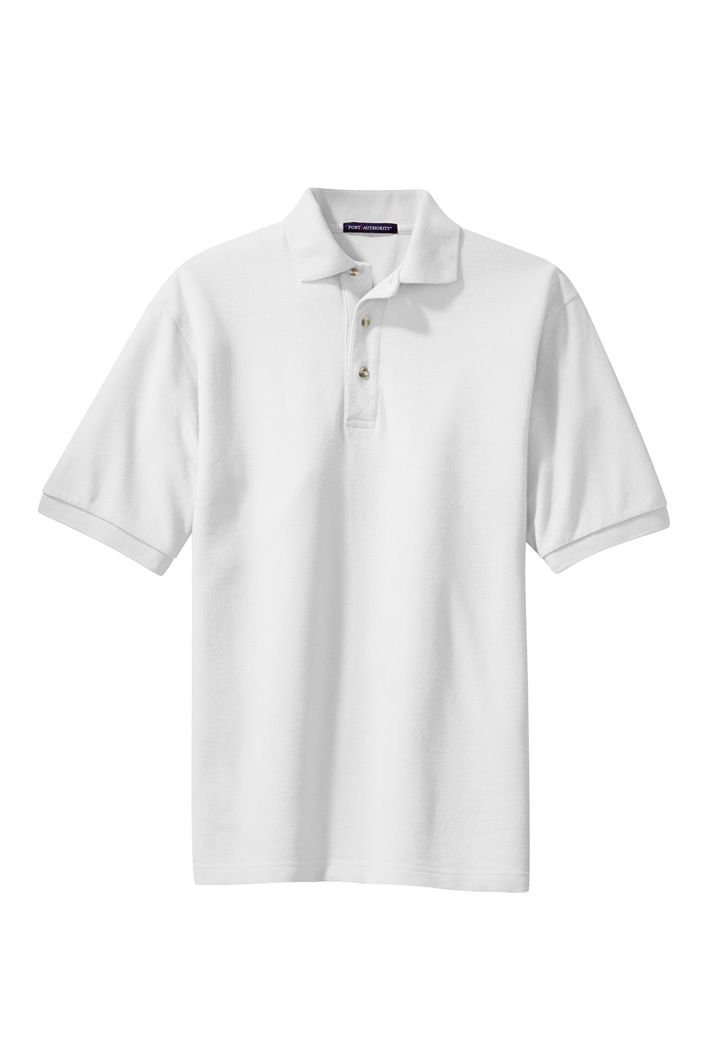 Port Authority K420/TLK420 Mens Shrink Resistant Short Sleeve Polo Shirt White Flat Front