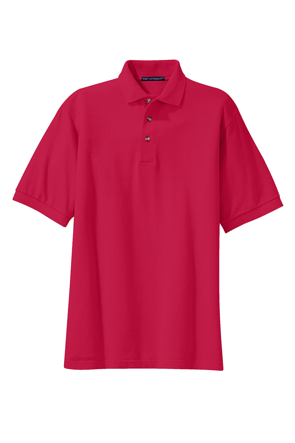 Port Authority K420/TLK420 Mens Shrink Resistant Short Sleeve Polo Shirt Red Flat Front