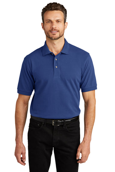 Port Authority K420/TLK420 Mens Shrink Resistant Short Sleeve Polo Shirt Royal Blue Model Front