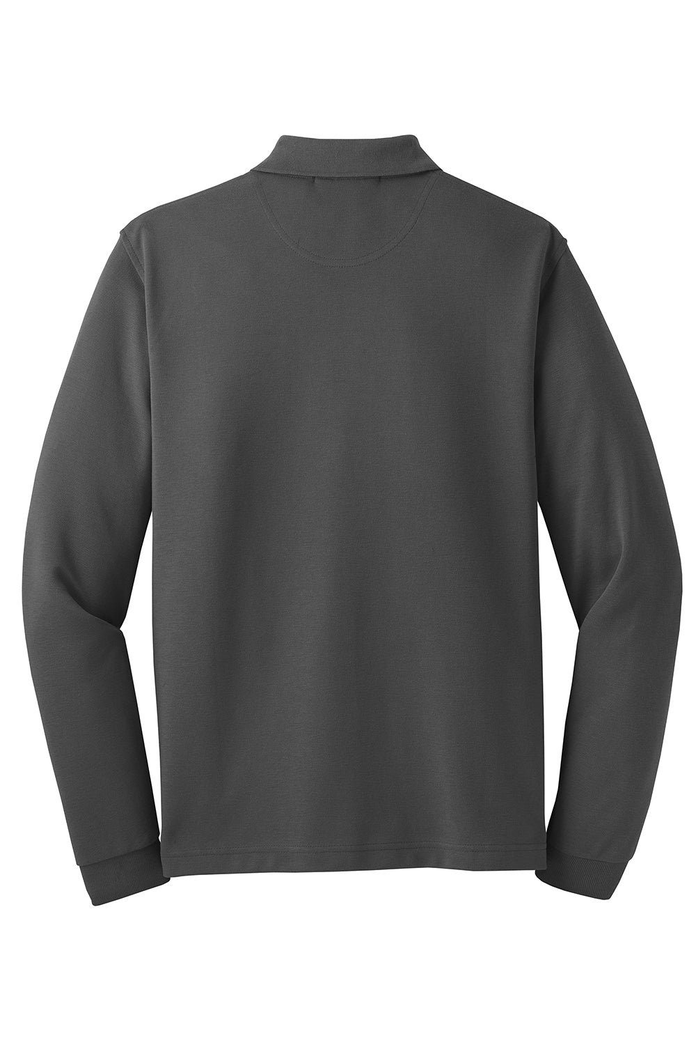 Port Authority K455LS/TLK455LS Mens Rapid Dry Moisture Wicking Long Sleeve Polo Shirt Charcoal Grey Flat Back