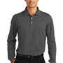 Port Authority Mens Rapid Dry Moisture Wicking Long Sleeve Polo Shirt - Charcoal Grey