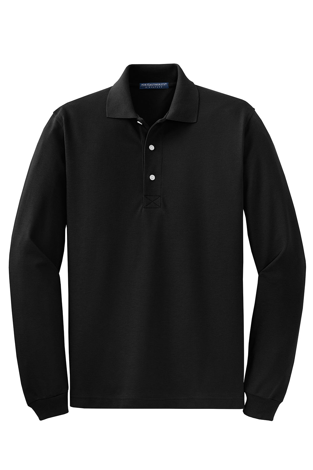 Port Authority K455LS/TLK455LS Mens Rapid Dry Moisture Wicking Long Sleeve Polo Shirt Black Flat Front