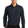 Port Authority Mens Rapid Dry Moisture Wicking Long Sleeve Polo Shirt - Classic Navy Blue