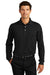 Port Authority K455LS/TLK455LS Mens Rapid Dry Moisture Wicking Long Sleeve Polo Shirt Black Model Front