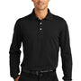 Port Authority Mens Rapid Dry Moisture Wicking Long Sleeve Polo Shirt - Black