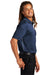 Sport-Tek K467 Mens Dri-Mesh Moisture Wicking Short Sleeve Polo Shirt Navy Blue/White Model Side