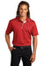 Sport-Tek K467 Mens Dri-Mesh Moisture Wicking Short Sleeve Polo Shirt Red/White Model Front