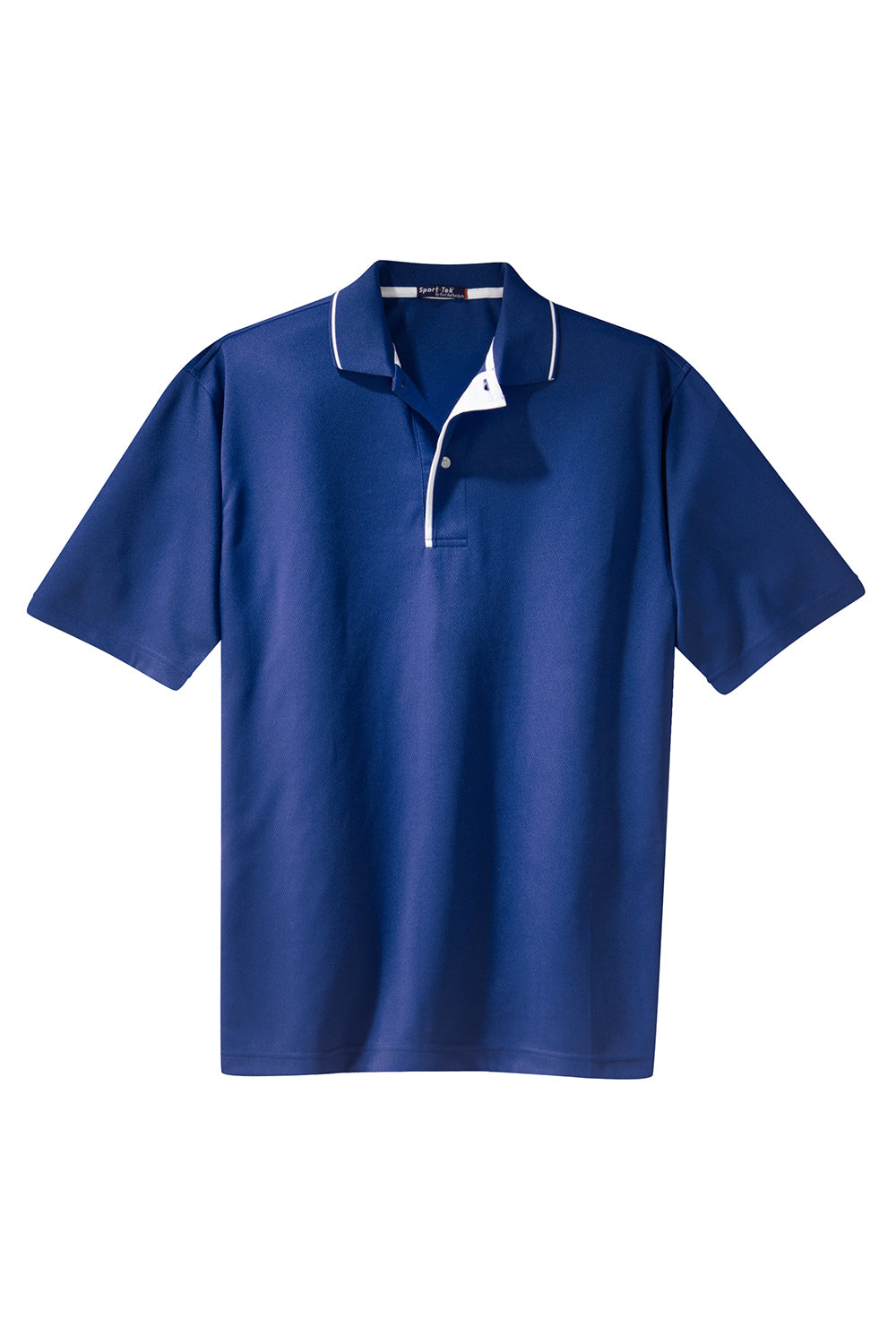 Sport-Tek K467 Mens Dri-Mesh Moisture Wicking Short Sleeve Polo Shirt Royal Blue/White Flat Front