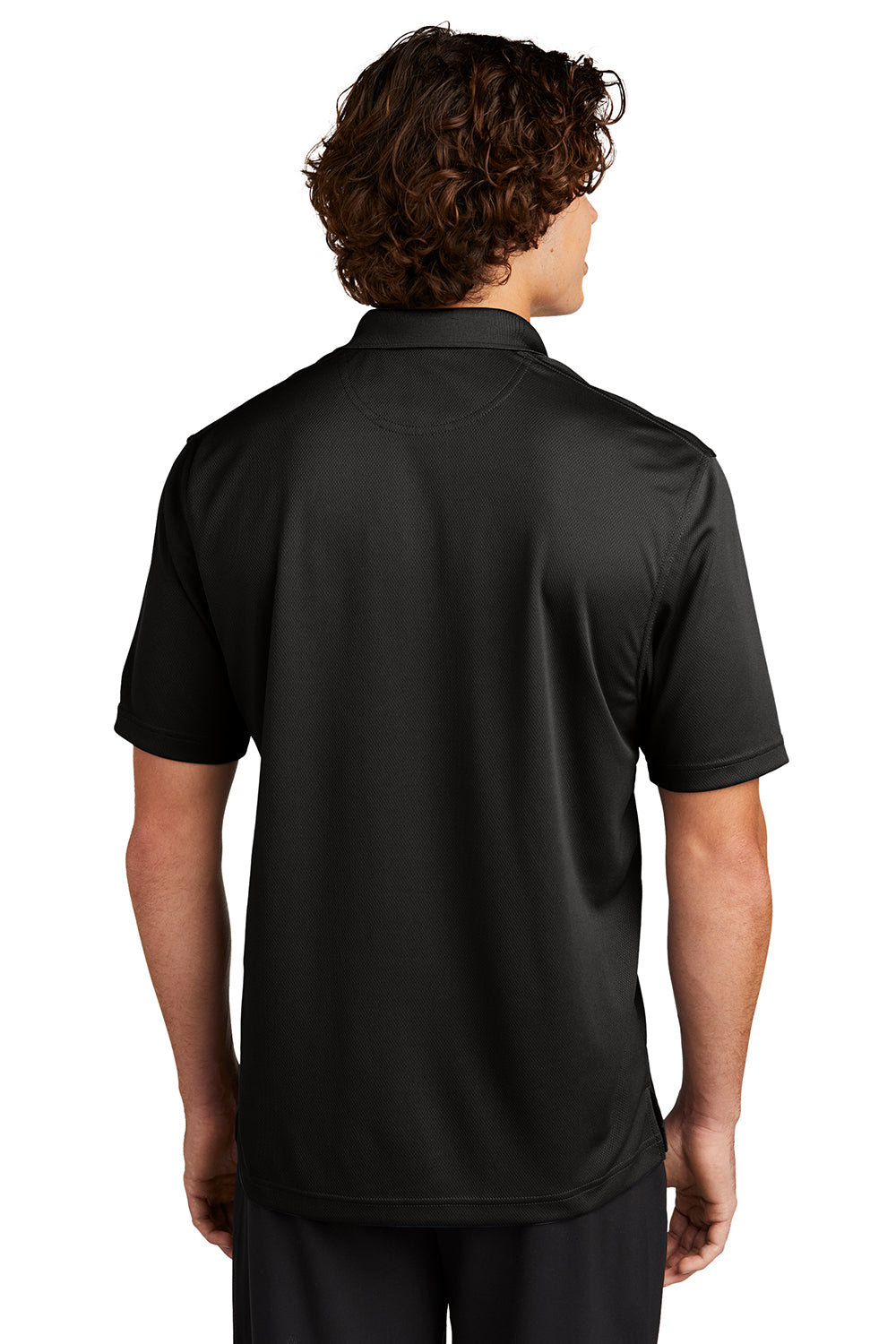 Sport-Tek K469/TK469 Mens Dri-Mesh Moisture Wicking Short Sleeve Polo Shirt Black Model Back