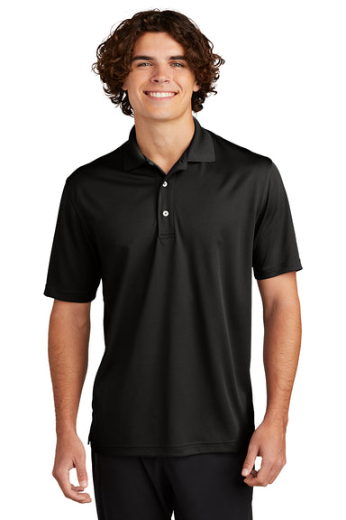 Sport-Tek K469/TK469 Mens Dri-Mesh Moisture Wicking Short Sleeve Polo Shirt Black Model Front