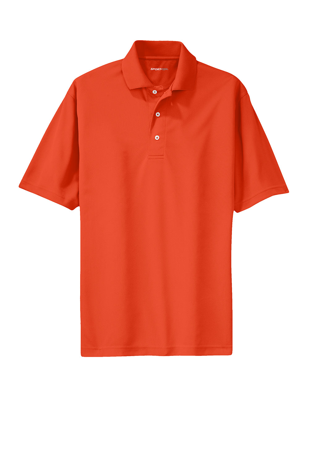 Sport-Tek K469/TK469 Mens Dri-Mesh Moisture Wicking Short Sleeve Polo Shirt Bright Orange Flat Front