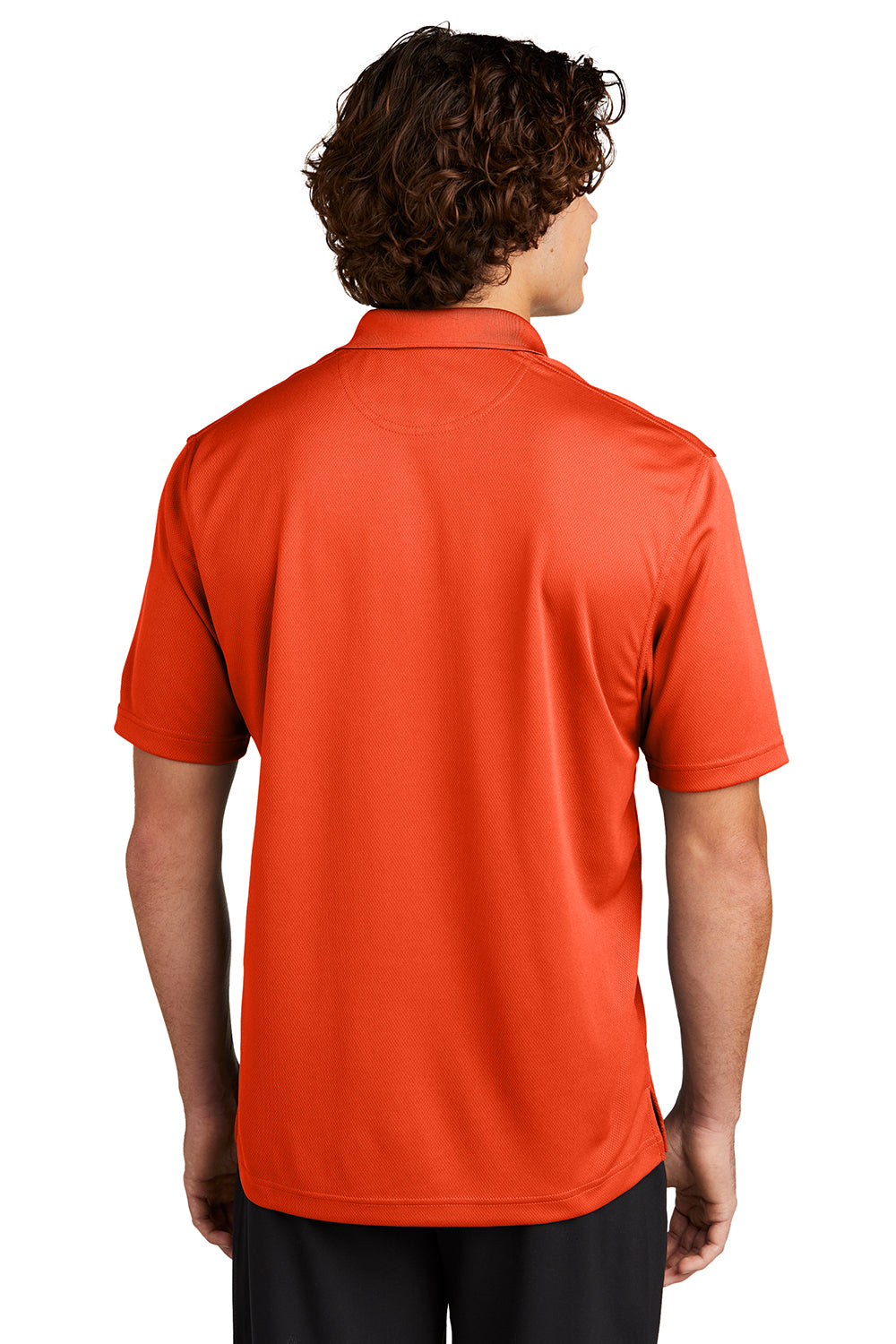 Sport-Tek K469/TK469 Mens Dri-Mesh Moisture Wicking Short Sleeve Polo Shirt Bright Orange Model Back