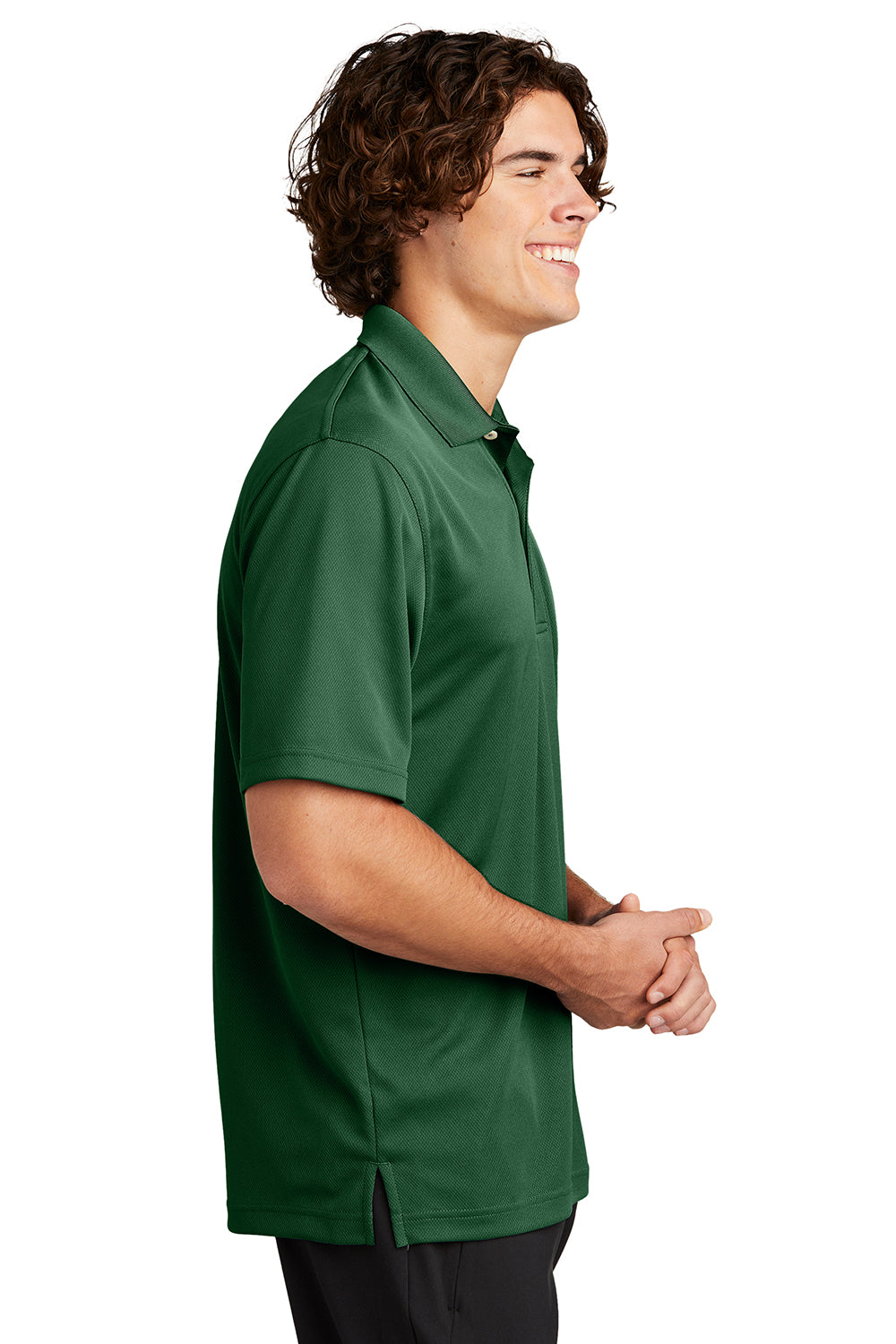 Sport-Tek K469/TK469 Mens Dri-Mesh Moisture Wicking Short Sleeve Polo Shirt Forest Green Model Side