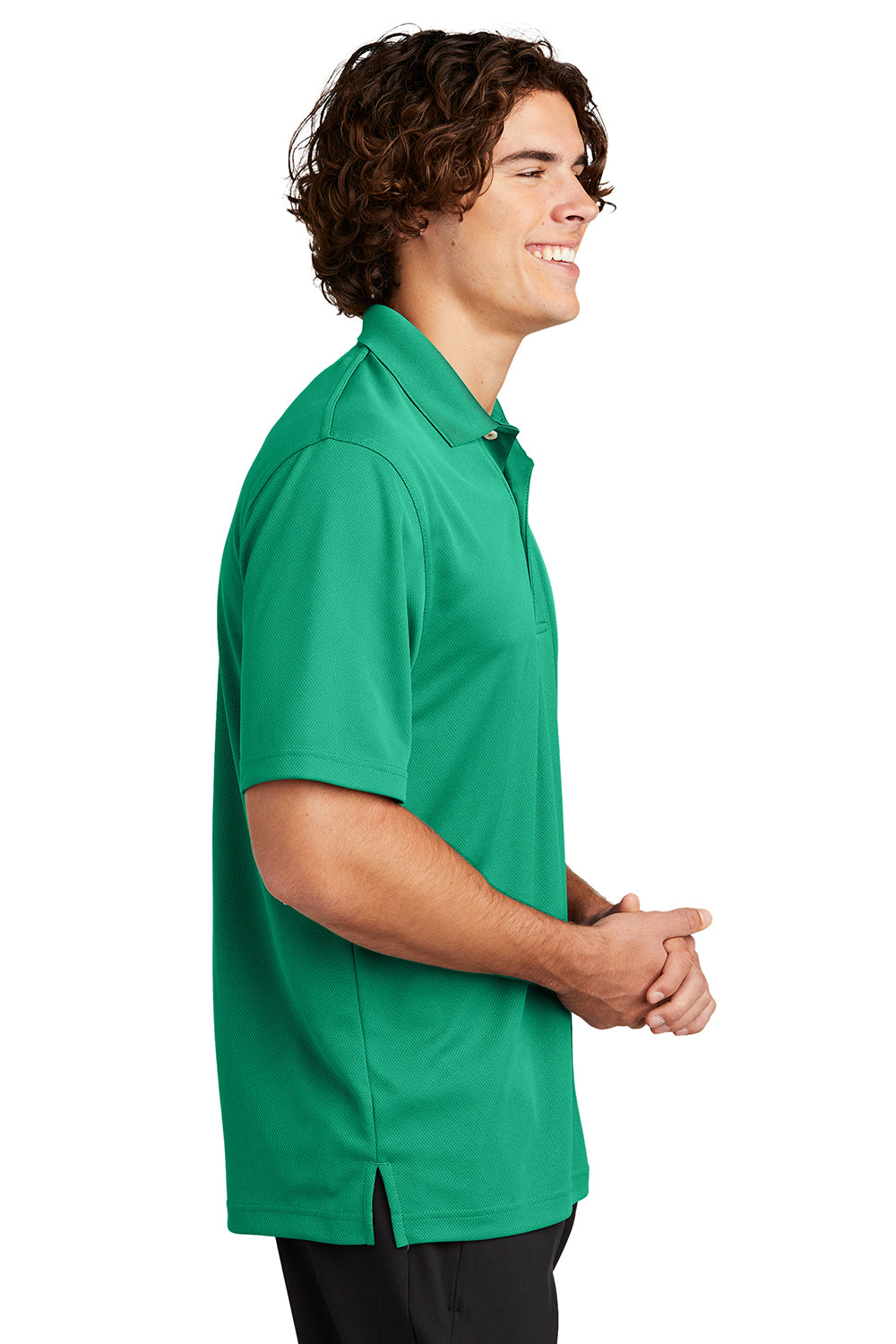 Sport-Tek K469/TK469 Mens Dri-Mesh Moisture Wicking Short Sleeve Polo Shirt Kelly Green Model Side