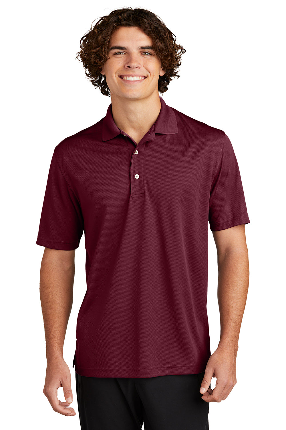 Sport-Tek K469/TK469 Mens Dri-Mesh Moisture Wicking Short Sleeve Polo Shirt Maroon Model Front