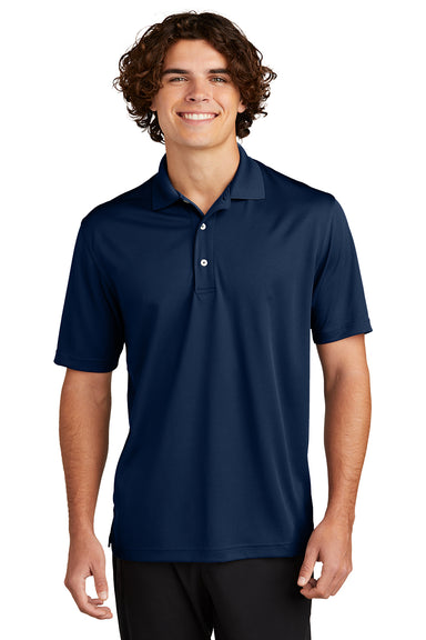 Sport-Tek K469/TK469 Mens Dri-Mesh Moisture Wicking Short Sleeve Polo Shirt Navy Blue Model Front