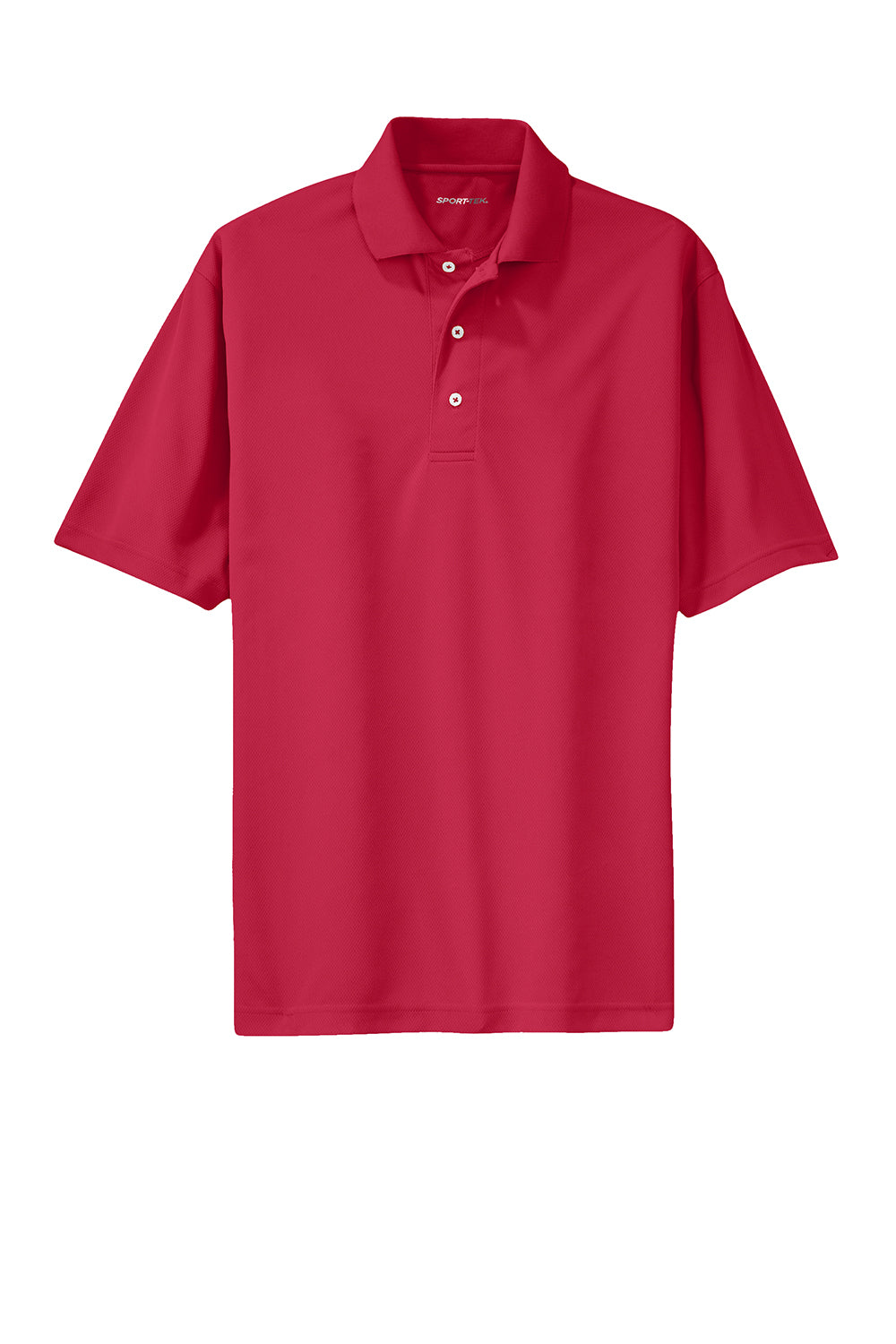 Sport-Tek K469/TK469 Mens Dri-Mesh Moisture Wicking Short Sleeve Polo Shirt Red Flat Front