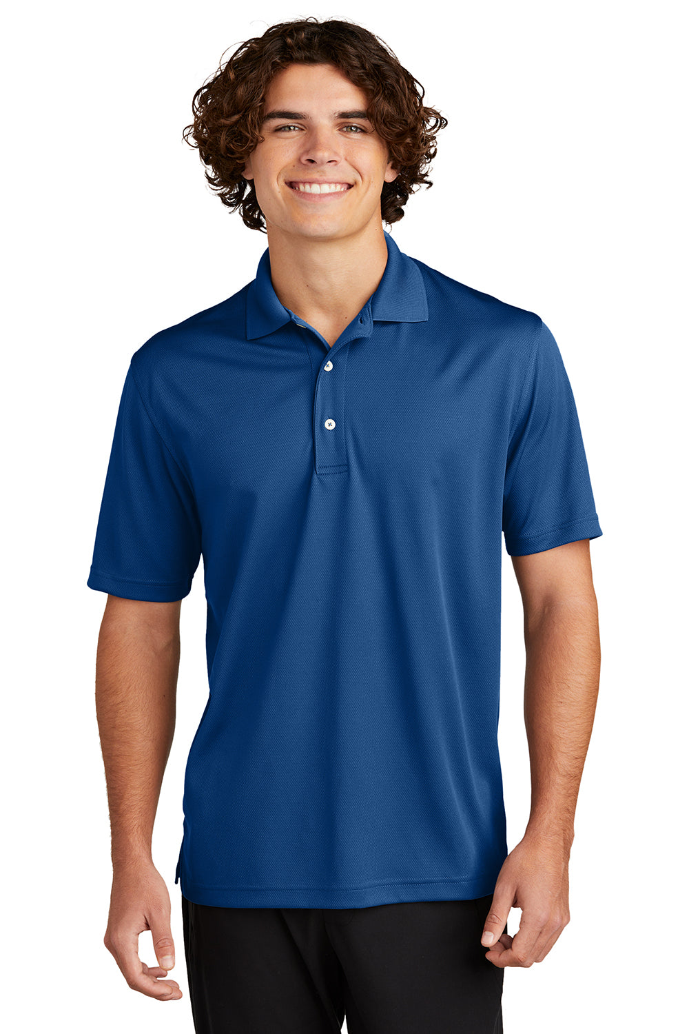 Sport-Tek K469/TK469 Mens Dri-Mesh Moisture Wicking Short Sleeve Polo Shirt Royal Blue Model Front