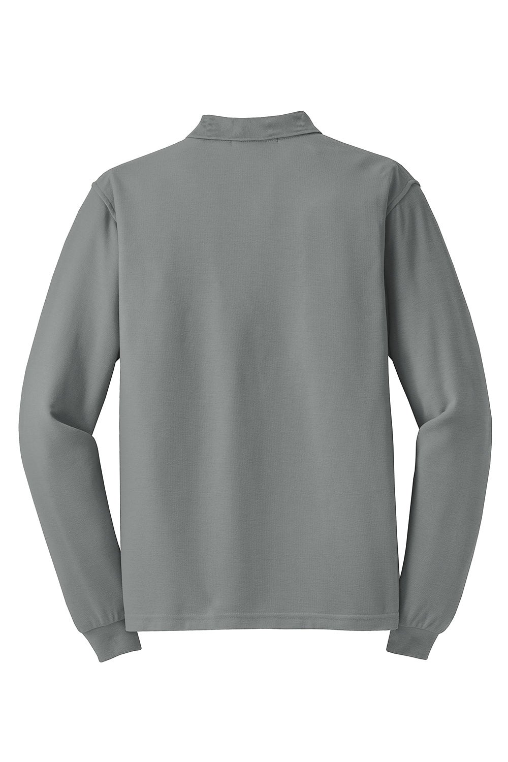 Port Authority K500LS/TLK500LS Mens Silk Touch Wrinkle Resistant Long Sleeve Polo Shirt Cool Grey Flat Back