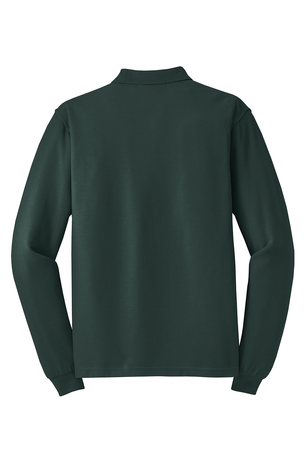 Port Authority K500LS/TLK500LS Mens Silk Touch Wrinkle Resistant Long Sleeve Polo Shirt Dark Green Flat Back