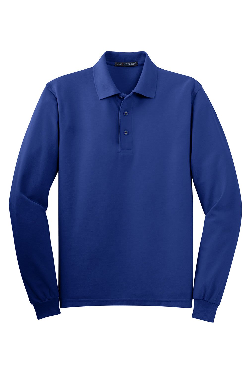 Port Authority K500LS/TLK500LS Mens Silk Touch Wrinkle Resistant Long Sleeve Polo Shirt Royal Blue Flat Front