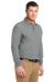 Port Authority K500LS/TLK500LS Mens Silk Touch Wrinkle Resistant Long Sleeve Polo Shirt Cool Grey Model 3q