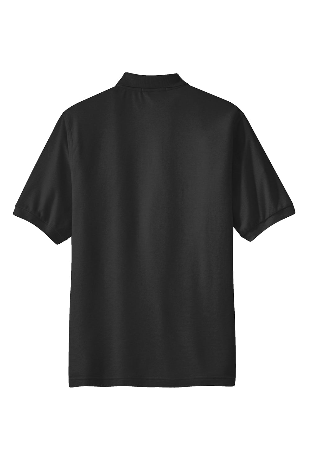 Port Authority K500P/TLK500P Mens Silk Touch Wrinkle Resistant Short Sleeve Polo Shirt w/ Pocket Black Flat Back