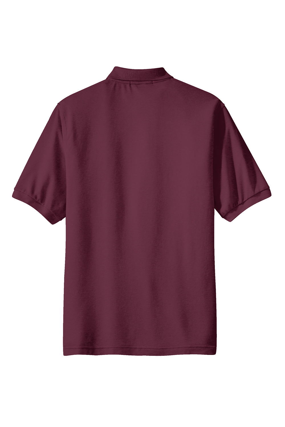 Port Authority K500P/TLK500P Mens Silk Touch Wrinkle Resistant Short Sleeve Polo Shirt w/ Pocket Burgundy Flat Back