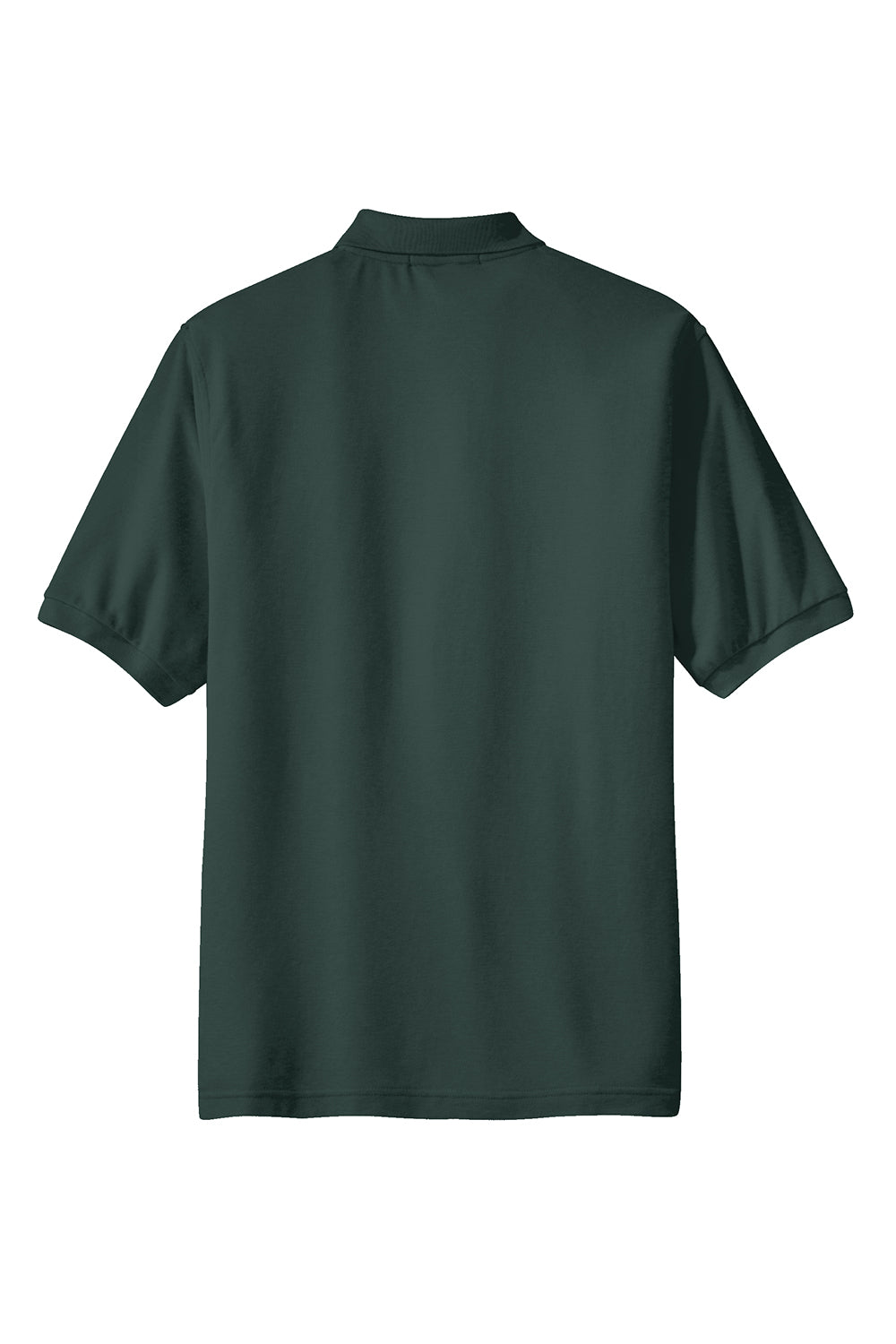 Port Authority K500P/TLK500P Mens Silk Touch Wrinkle Resistant Short Sleeve Polo Shirt w/ Pocket Dark Green Flat Back